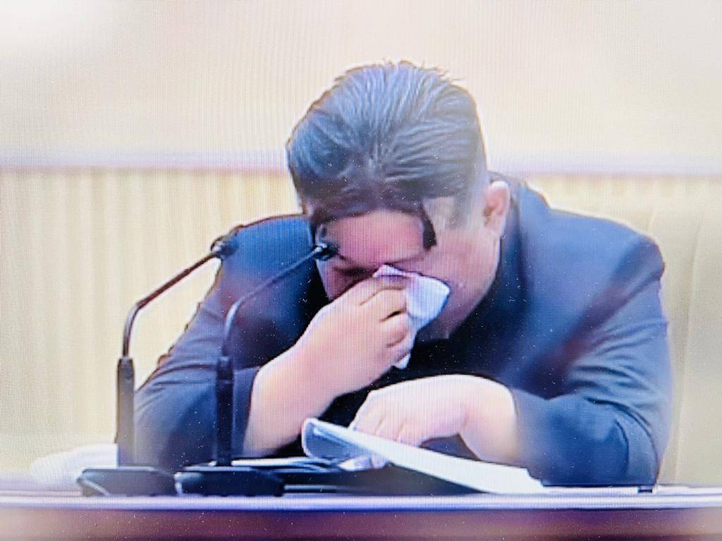 Screengrab of a video depicting North Korean ruler Kim Jong Un crying urging womenfolk to have babies 