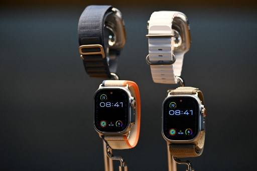 Apple Watch Ultra 2 devices are displayed for sale. Photo by Patrick T. Fallon / AFP FILE PIX