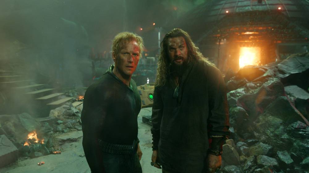 Patrick Wilson as Orm (left) and Jason Momoa as Arthur (right)