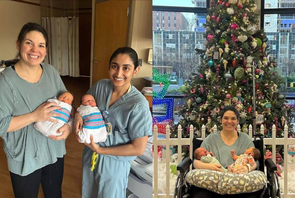 A 32-year-old woman from Alabama who was born with two uteruses and became pregnant in both gave birth to twin girls on different days. Photo: Intagram @doubleuhatchlings