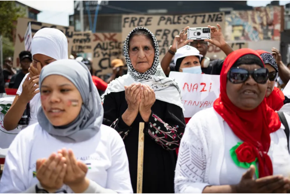 Thousands of people protest as part of the International Day of Solidarity with the Palestinian People in Johannesburg, South Africa, on Nov 29, 2023. - EPA PIX