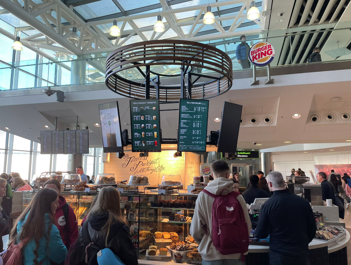Photos circulating online depicted the Dublin Airport cafe's shift, featuring a mix of Vista signage and Starbucks branding on menus. - Photo credit: @DublinAirport/X