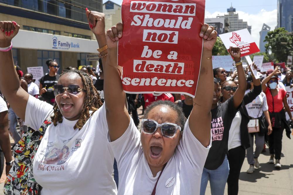 Several hundred people took to the streets of the capital holding placards that read "Being a woman should not be a death sentence", on Jan 27, 2024 to protest against femicide in Kenya where over a dozen women have been killed this month in cases that shocked the nation. - (Photo by TONY KARUMBA / AFP)