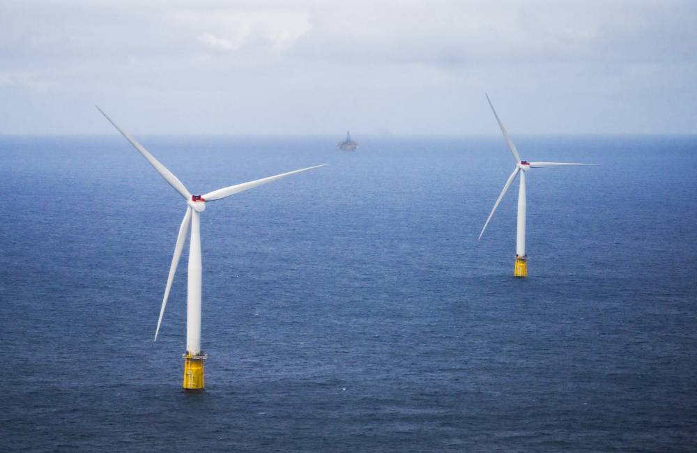 The Hywind Tampen floating offshore wind farm, situated between energy company Equinor's oil and gas fields Snorre and Gullfaks is inaugurated in the Norwegian North Sea off the coast of Bergen on August 23, 2023. (Photo by Ole Berg-Rusten / NTB / AFP) / Norway OUT