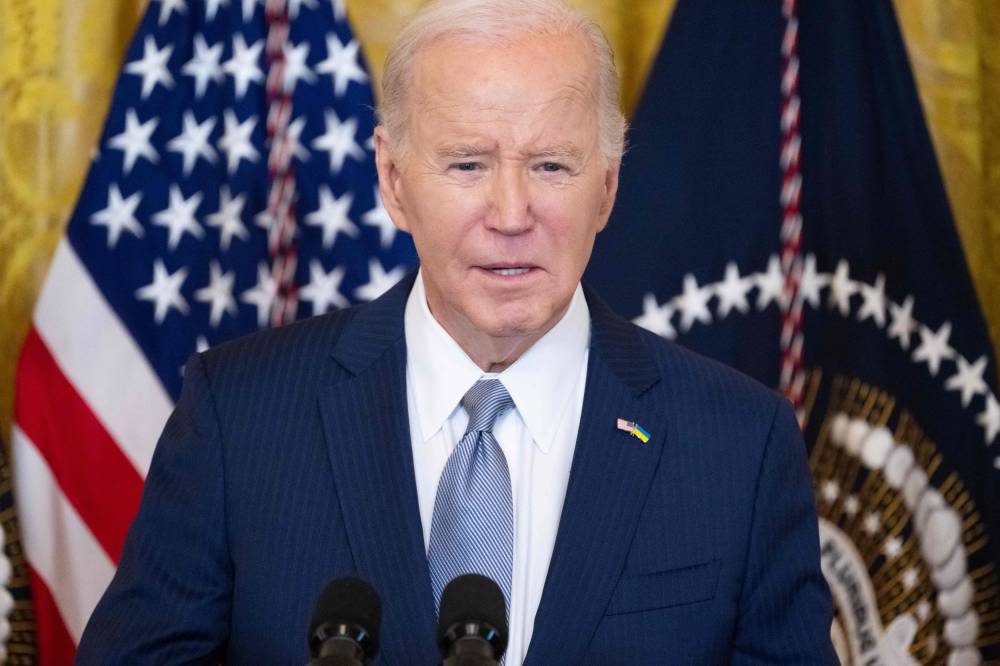 US President Joe Biden speaks to a bipartisan group of governors in the East Room of the White House in Washington, DC, during the National Governors Association Winter Meeting, on February 23, 2024. (Photo by SAUL LOEB / AFP)