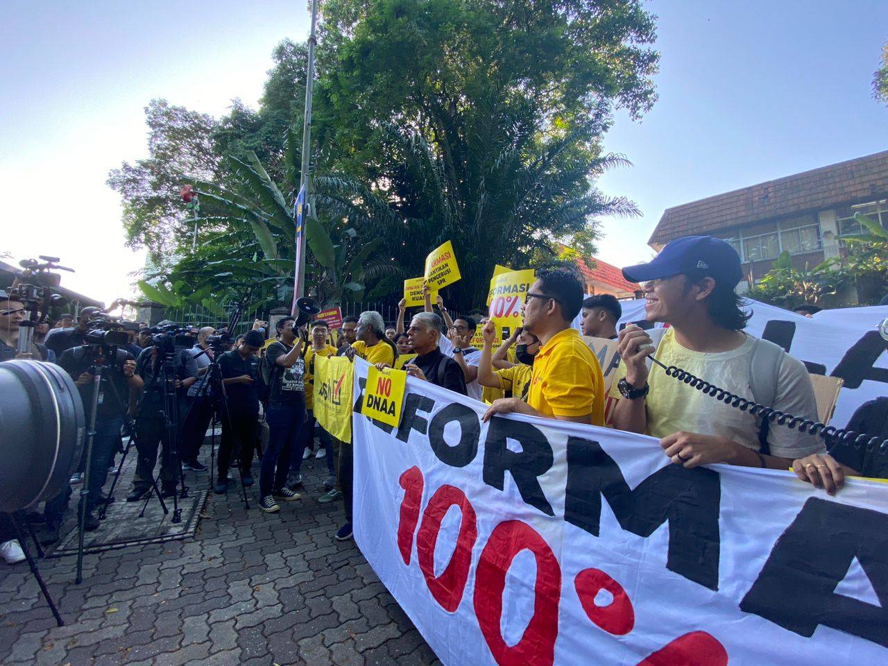 Bersih demonstrators protesting near the Parliament on Tuesday.