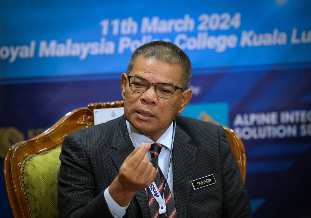 Home Minister Datuk Seri Saifuddin Nasution Ismail during a press conference after the Royal Malaysia Police (PDRM) Special Dialogue 2024 today. - Photo by Bernama