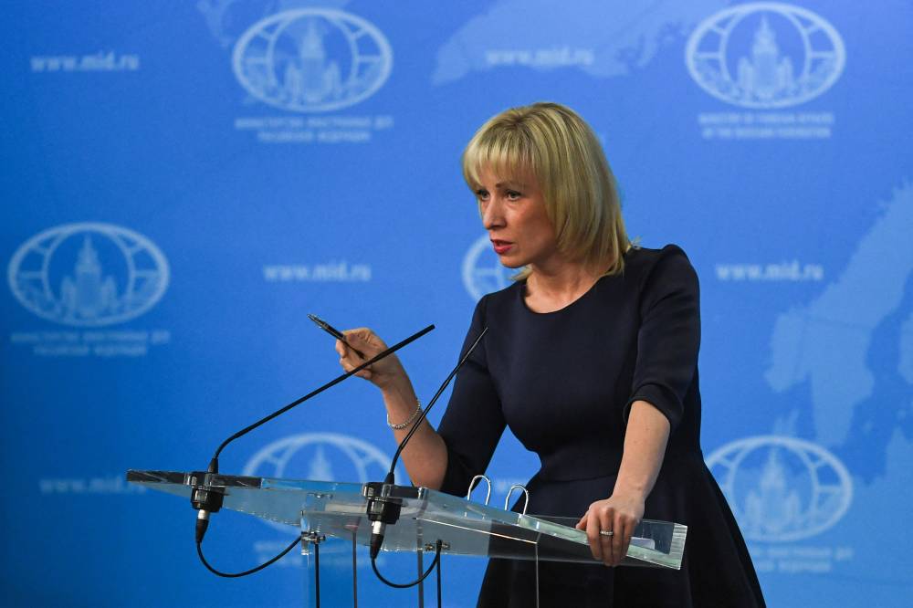 Russian Foreign Ministry spokeswoman Maria Zakharova speaks to the media in Moscow on March 29, 2018. - (Photo by YURI KADOBNOV / AFP)