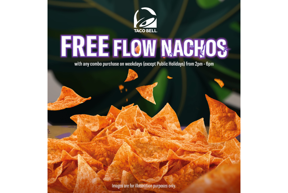 Taco Bell's free-flow nachos promotion with any combo purchase which will be available between 2pm and 6pm on weekdays.