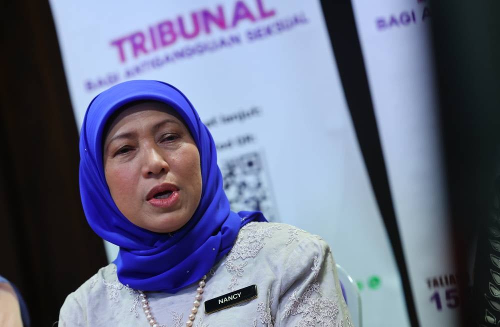 Women, Family and Community Development Minister Datuk Seri Nancy Shukri during a press conference after the handing over of appointment letters for members of the tribunal today. - Photo by Bernama