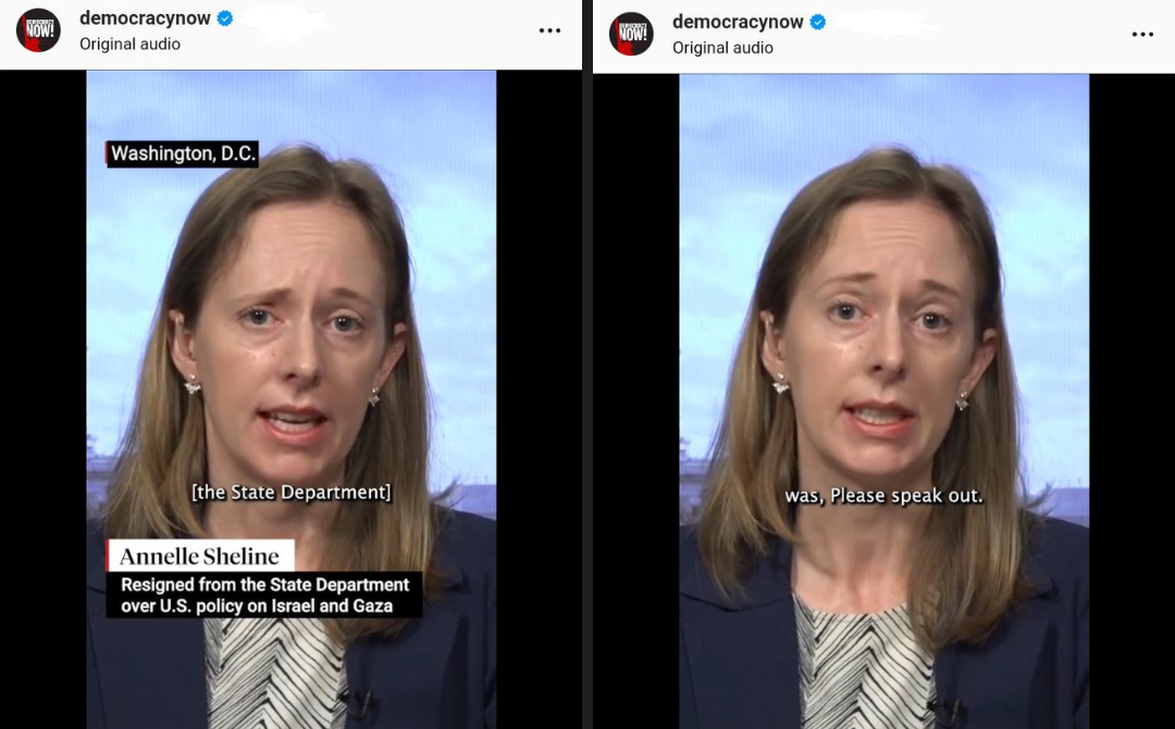 Screenshots from a video of Annelle Sheline's interview with Democracy Now!. - Photo: INSTAGRAM