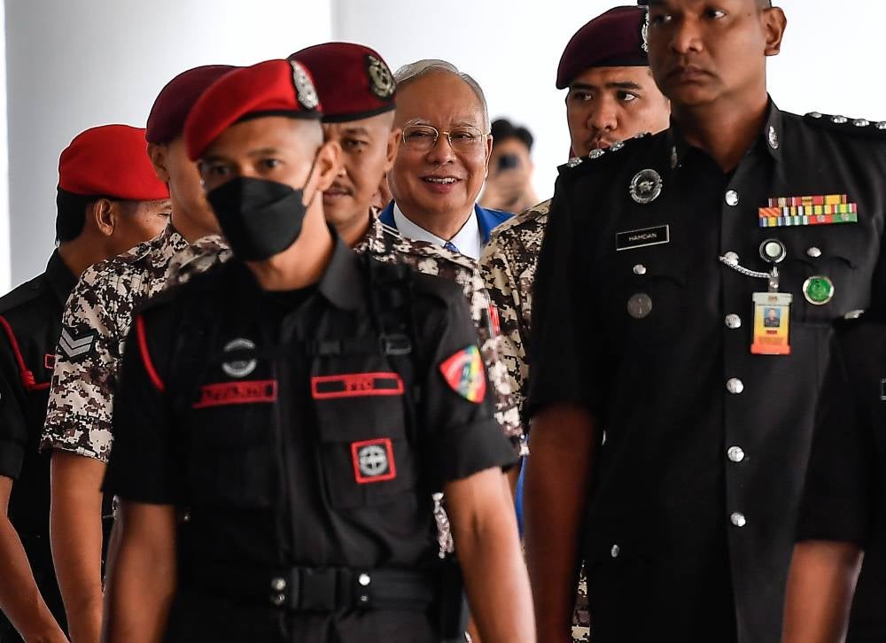 Former prime minister Datuk Seri Najib Razak at the Kuala Lumpur High Court for his 1MDB trial. - Photo by Bernama