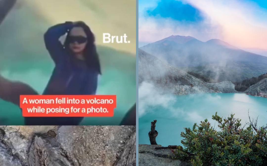 The unfortunate incident occurred during a guided tour at a volcano tourism park in East Java province, where Zhang Yong, 32, and his wife, Huang Lihong, 31, were supposedly ascending to the crater to witness the sunrise when the tragedy struck. Photo: Social media