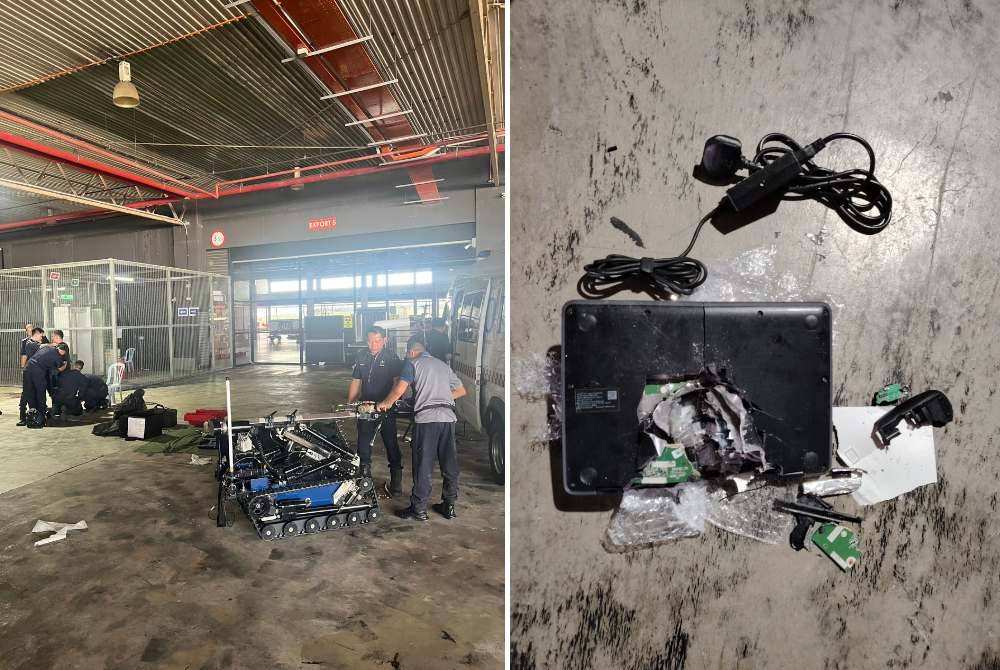 Police said the scanned package was believed to contain a battery and some wires, and a check by the officer found words written on the package stating: "Beware, do not throw or it will explode”. - Photo by Sinar