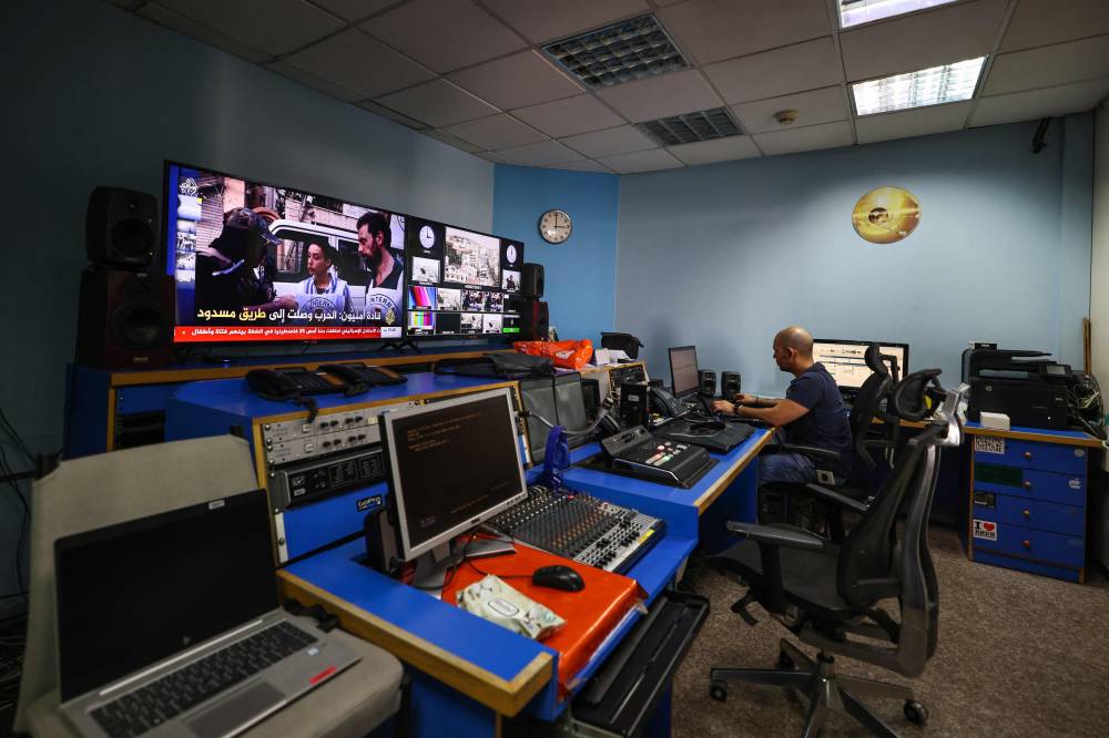 A picture shows a view of the Al Jazeera television network offices in Ramallah in the occupied West Bank on May 5, 2024. - Photo by AFP