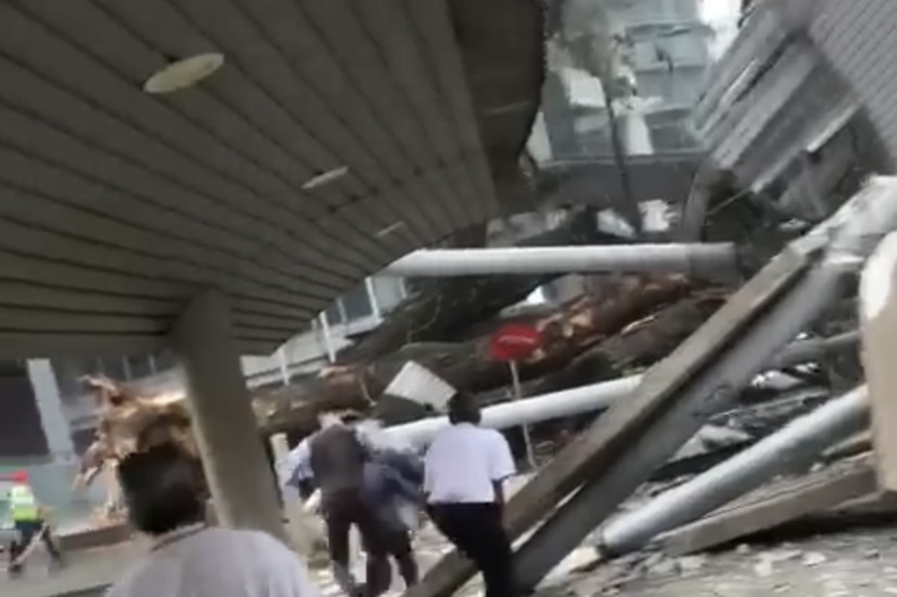 Two victims were involved in the incident of a fallen tree in front of Shangri-La Hotel, Kuala Lumpur, resulting in one confirmed casualty and another with injuries. Screenshot from a viral video circulating social media.