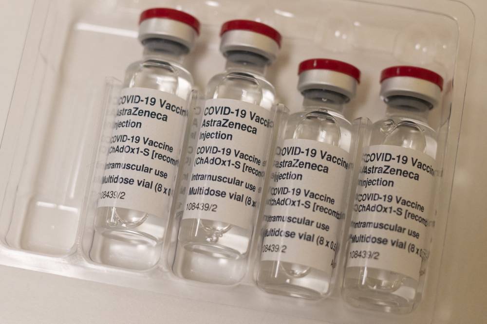 Vials of the AstraZeneca/Oxford Covid-19 vaccine, also called Vaxzervria, destined for housebound patients, are pictured at Stubley Medical Centre near Chesterfield, central England on April 14, 2021. - Photo by AFP