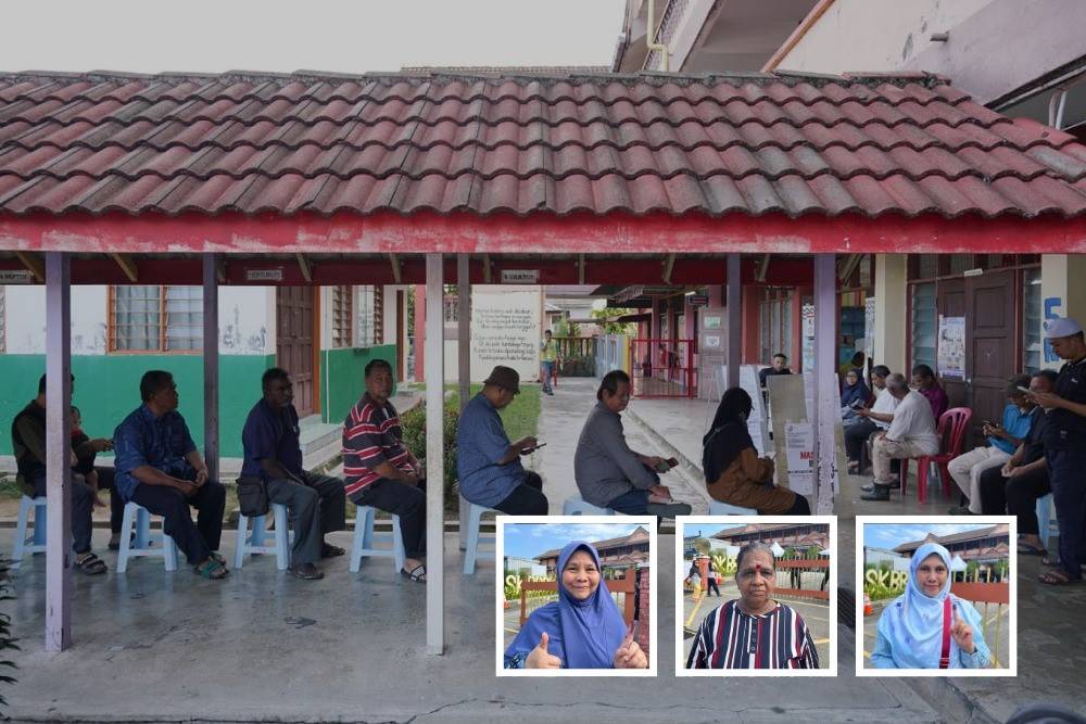Female voters who voted in the Kuala Kubu Baharu (KKB) by-election today expressed their hope for the government to focus more on assisting the poor and less fortunate community in KKB. Inset from left: Rohana Othman, Oychai Mayandi, RS Norsalawati Md Taib.