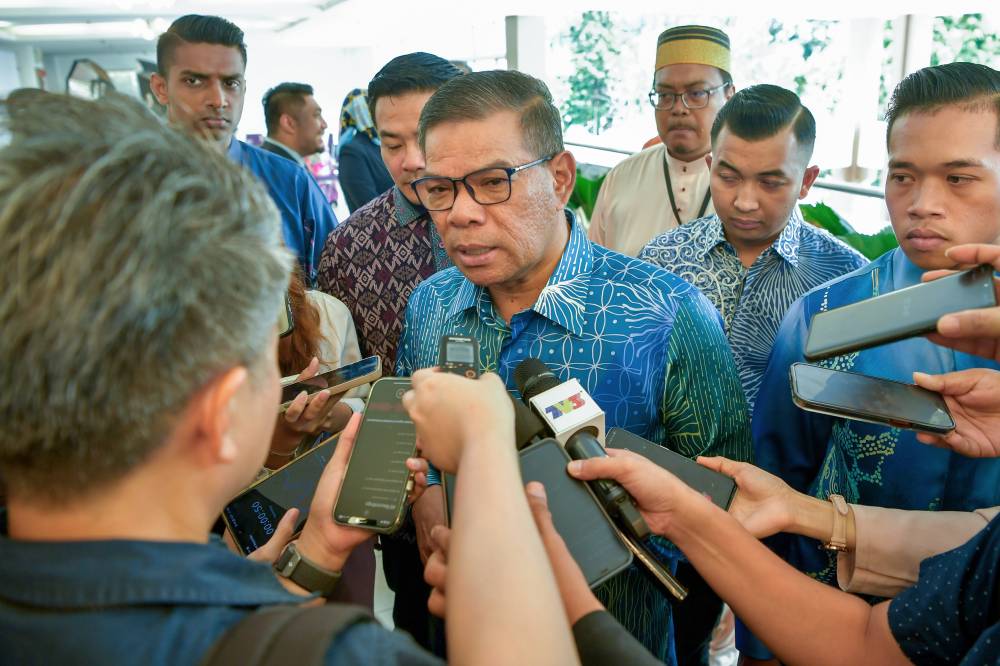 Saifuddin speaks to reporters at the 2023 National Anti-Drug Agency (AADK) Excellent Service Award Ceremony, Ministry of Home Affairs Headquarters, AADK Headquarters on May 9, 2024. 