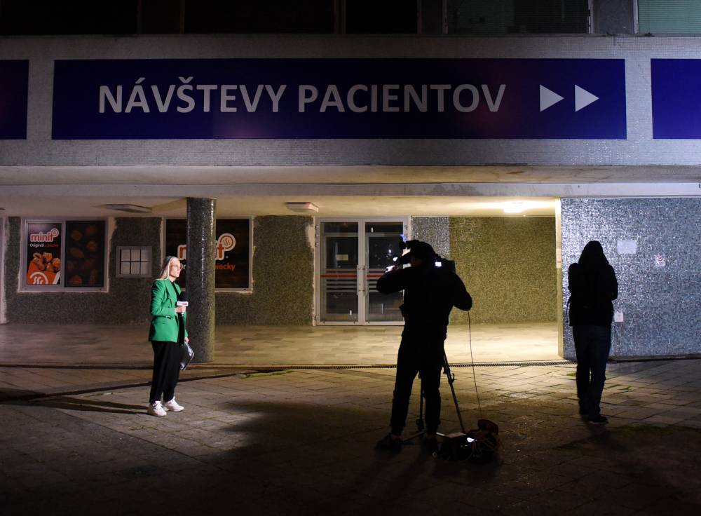 Media staff work outside a hospital in which Slovak Prime Minister Robert Fico receives medical treatment, in Banska Bystrica, Slovakia, on May 16, 2024. Photo by Xinhua