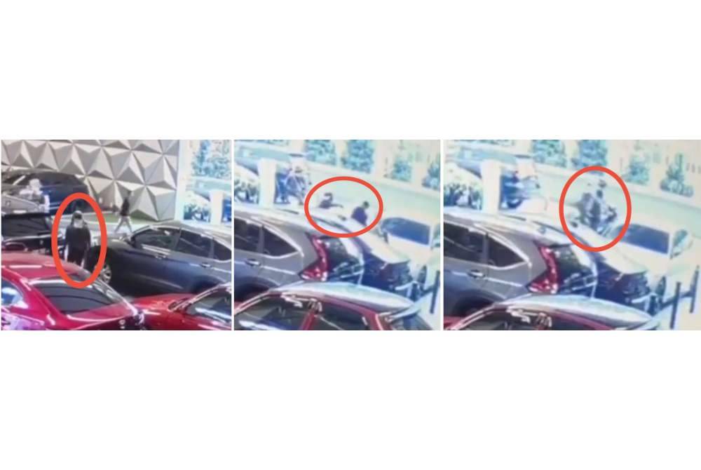 Screenshots of the video that shows the suspect splashing acid on Faisal.