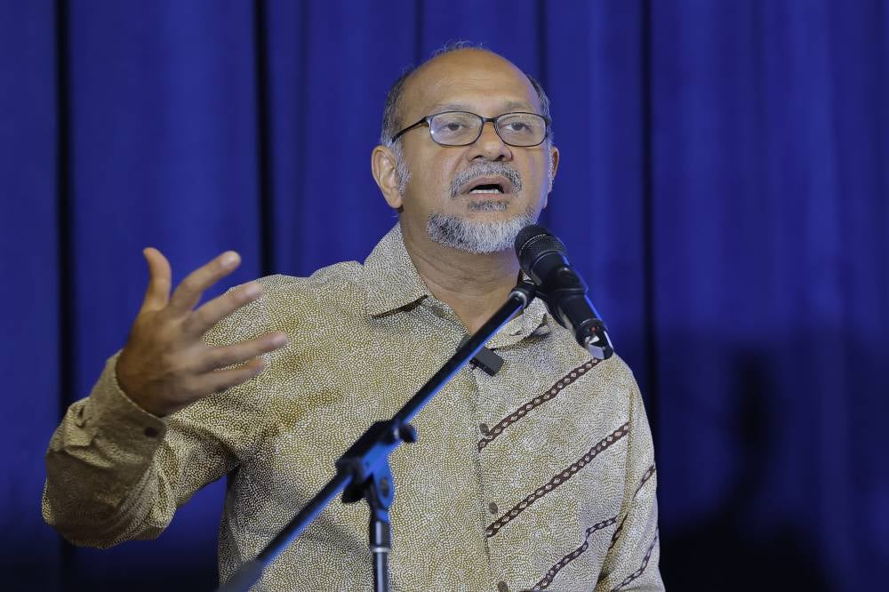 Digital Minister Gobind Singh Deo delivering his speech after the launching of the Digital First Strategy Shift (ASDF) in Putrajaya, today. - Photo by Bernama