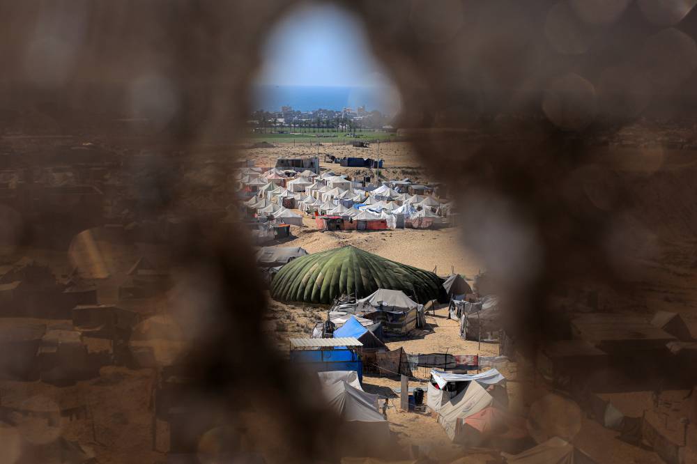 Photo taken on June 10, 2024 shows tents for displaced Palestinians at al-Mawasi area in the southern Gaza Strip city of Khan Younis. - Photo by Xinhua
