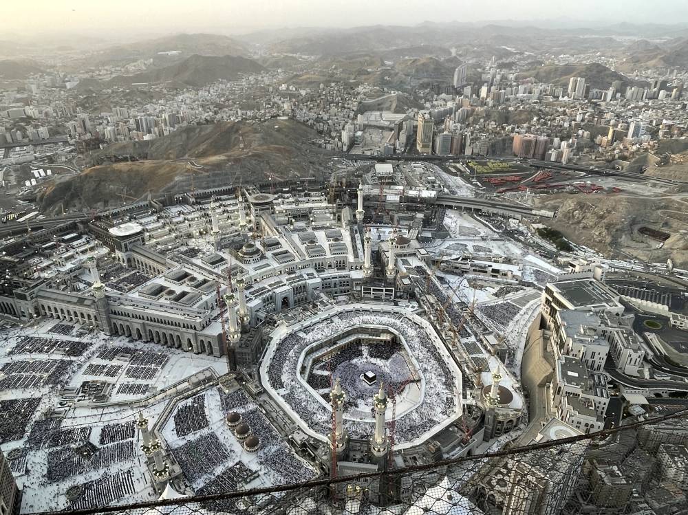 The view of the Grand Mosque of the Makkah on June 12, 2024, in conjunction with the Hajj season 1445H/2024 was recorded from the Makkah Clock Tower or the popular name "Abraj Al-Bait Tower" is the highest in the world with a height of 595 M. - Photo by Bernama