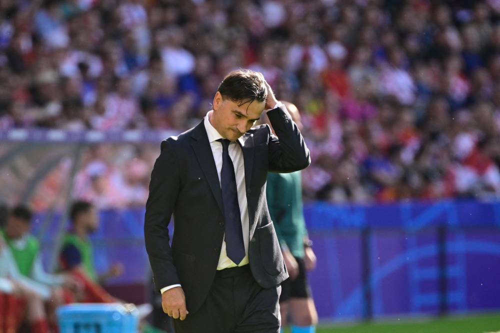 Croatia's head coach Zlatko Dalic reacts during the UEFA Euro 2024 Group B football match between Spain and Croatia at the Olympiastadion in Berlin on June 15, 2024. (Photo by JOHN MACDOUGALL / AFP)