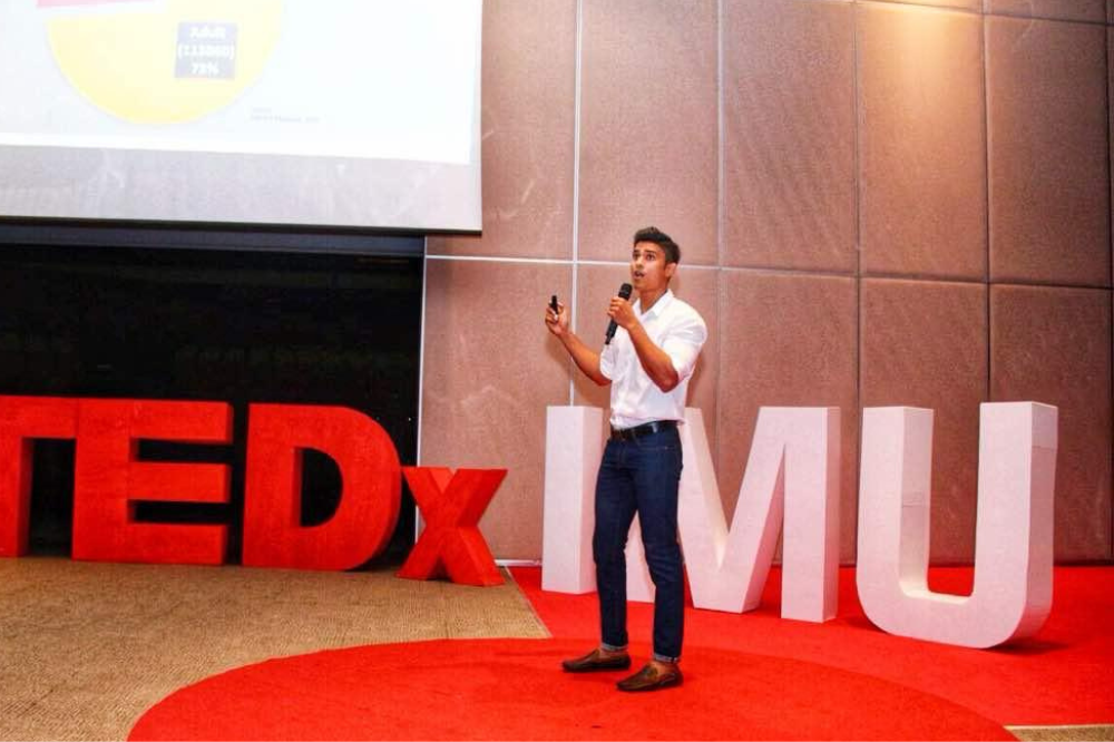 Rahman during his Ted Talk titled 'The Invisible Among Us by the Refugee Prince.'