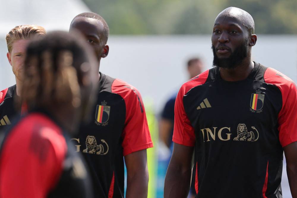 Belgium's forward #10 Romelu Lukaku takes part in a training session at the team base camp in Ludwigsburg on June 24, 2024, during the UEFA EURO 2024 football competition. (Photo by AFP)