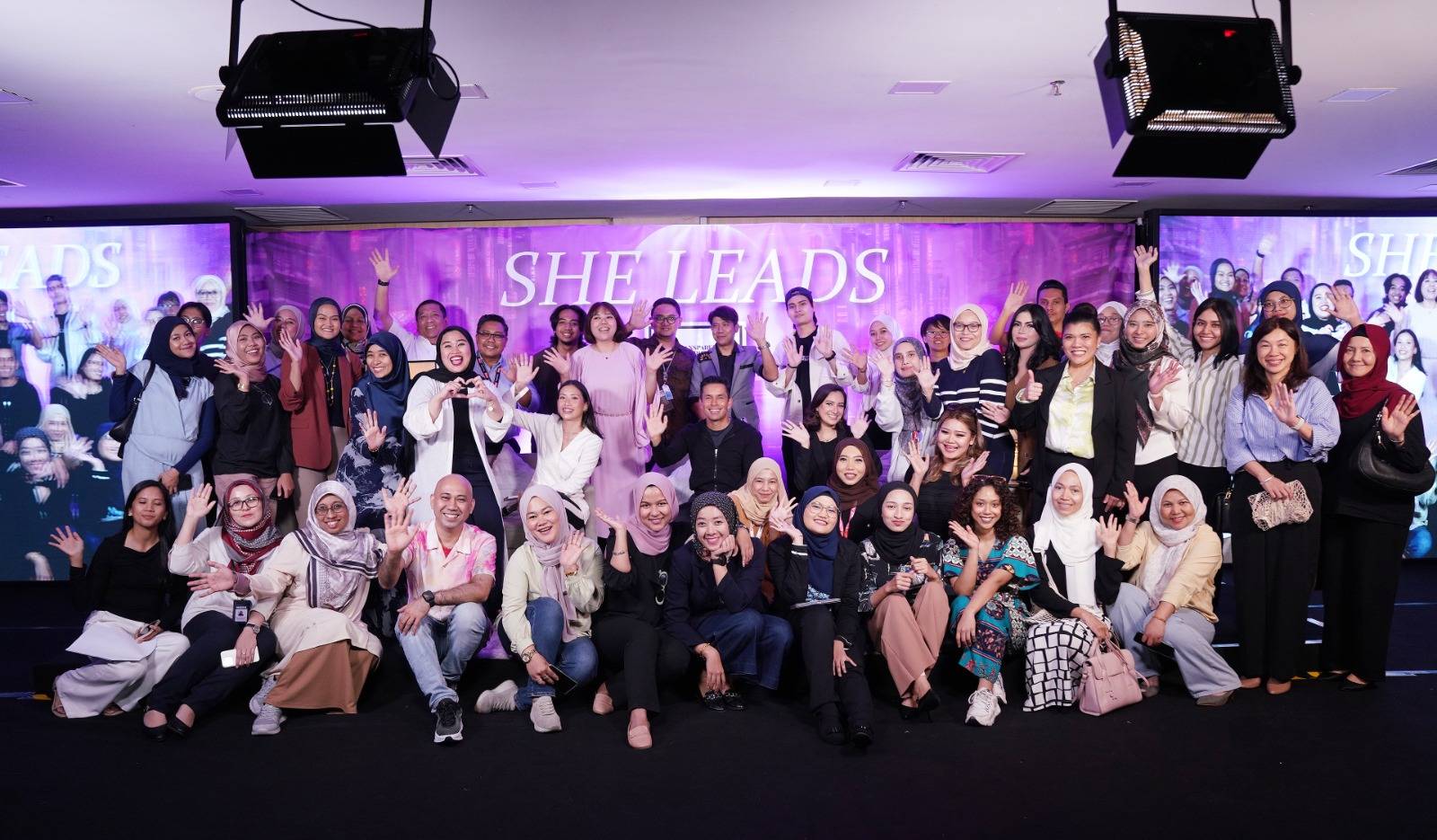 Participants took group photos after the She Leads 3: 'Elevating the Fitness of Your Mind & Body' event on Tuesday.