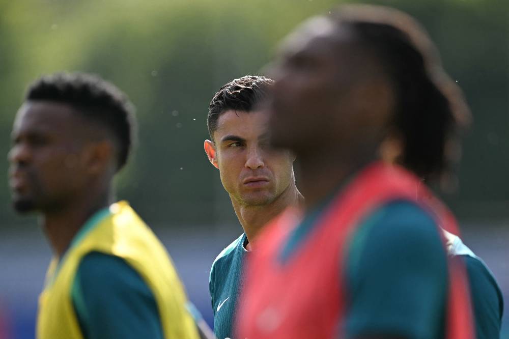 Portugal's forward #07 Cristiano Ronaldo attends a training session at the team's base camp in Harsewinkel, on June 28, 2024, during the UEFA Euro 2024 football championship. (Photo by AFP)