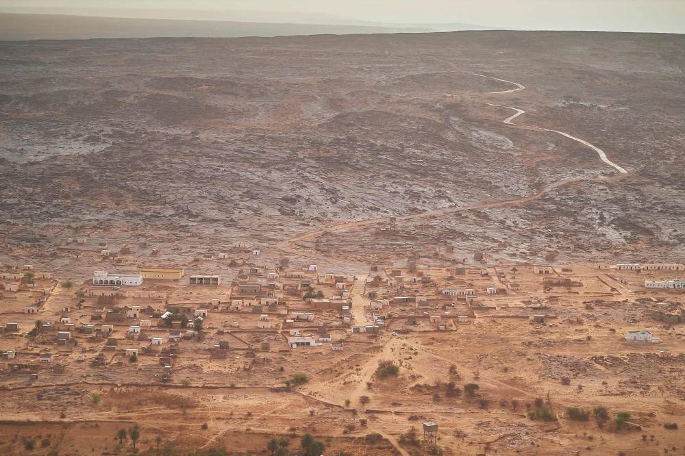 An aerial view of Oasis of Maaden el Ervane, in the Adrar region. Photo by Michele Cattani/AFP