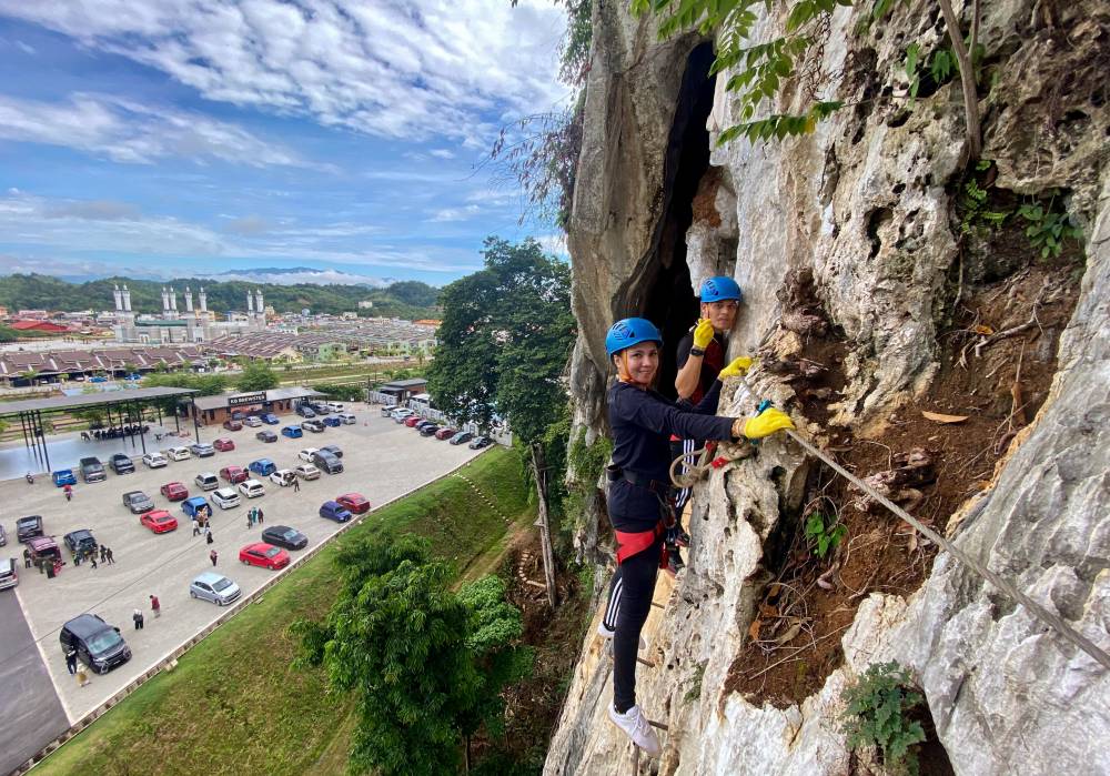 Climbing the limestone cave wall is the park’s most popular activity and has become a talking point among extreme outdoor sports enthusiasts. Photo by Bernama