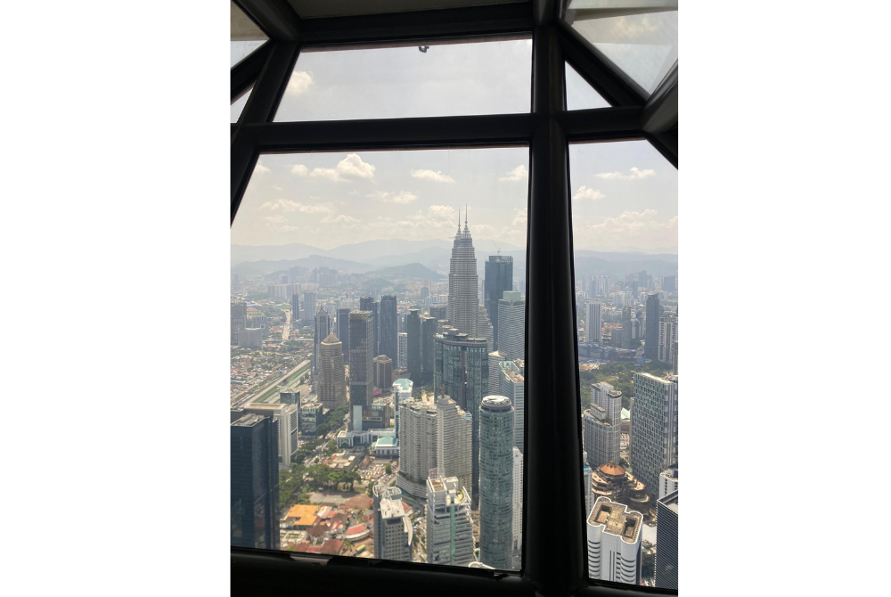 Hazy skies made way for the Petronas Twin Towers. 