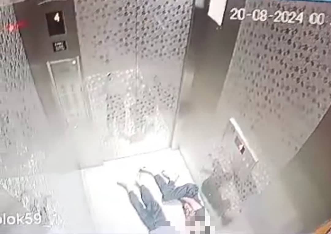 Cheras district police chief Assistant Commissioner Ravindar Singh Sarban Singh confirmed that the two boys aged 10 and 11 had been trapped in the apartment's elevator for about nine hours. - CCTV footage obtained from social media.