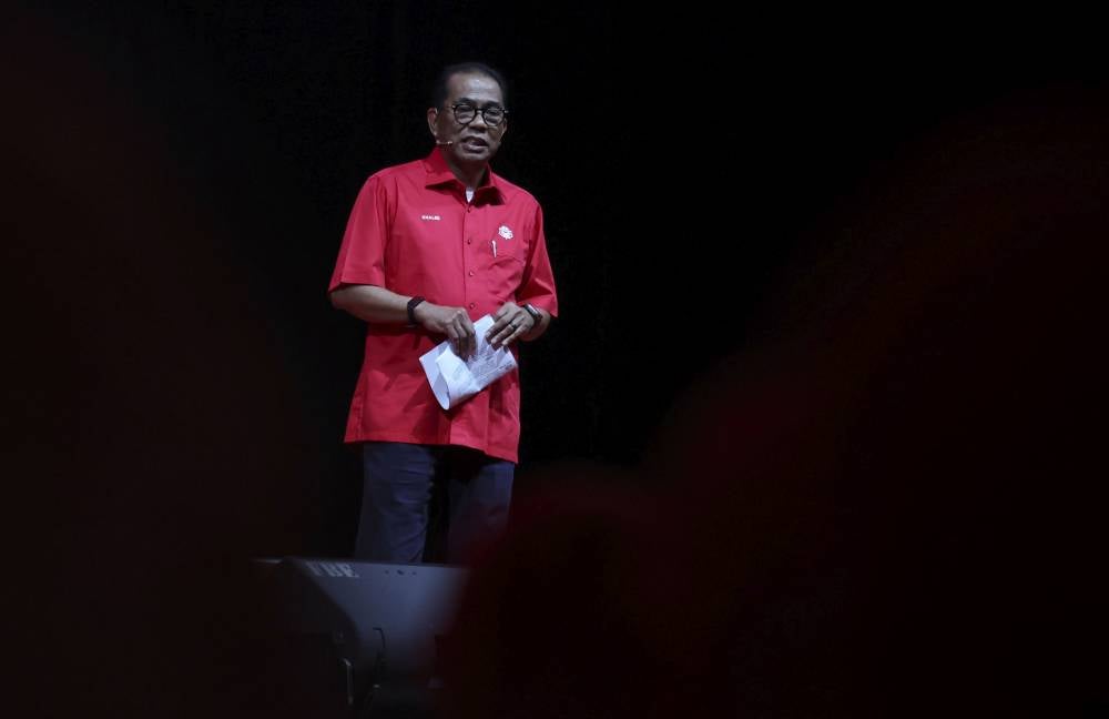 Defence Minister and Umno vice-president Datuk Seri Mohamed Khaled Nordin during a PENTalk programme at the Umno General Assembly held at the World Trade Centre, yesterday.