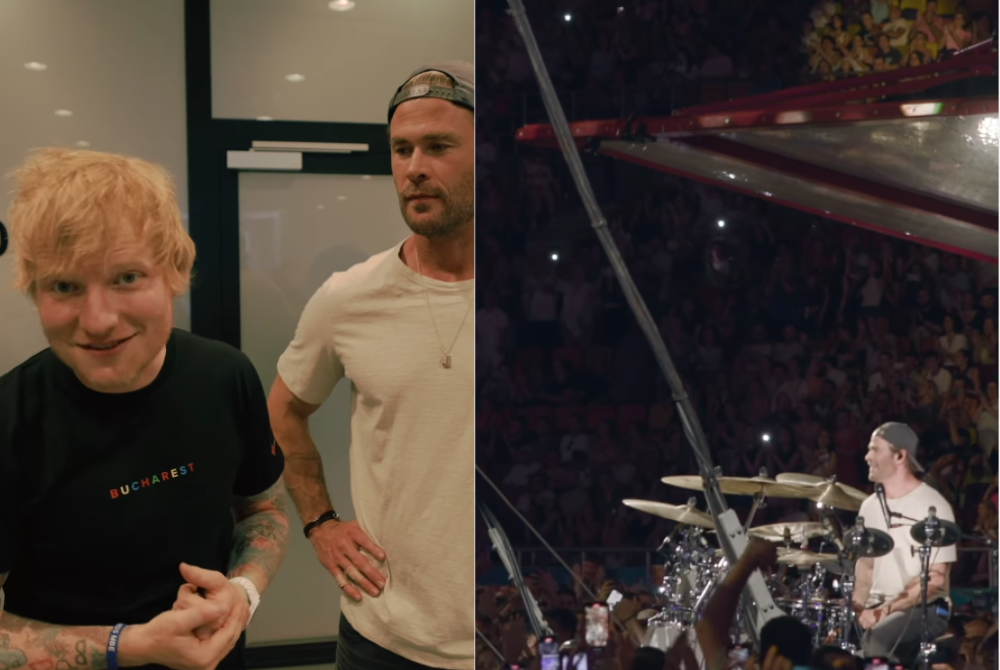 Screenshots from a video posted on Ed Sheeran's Instagram page (@teddysphotos)