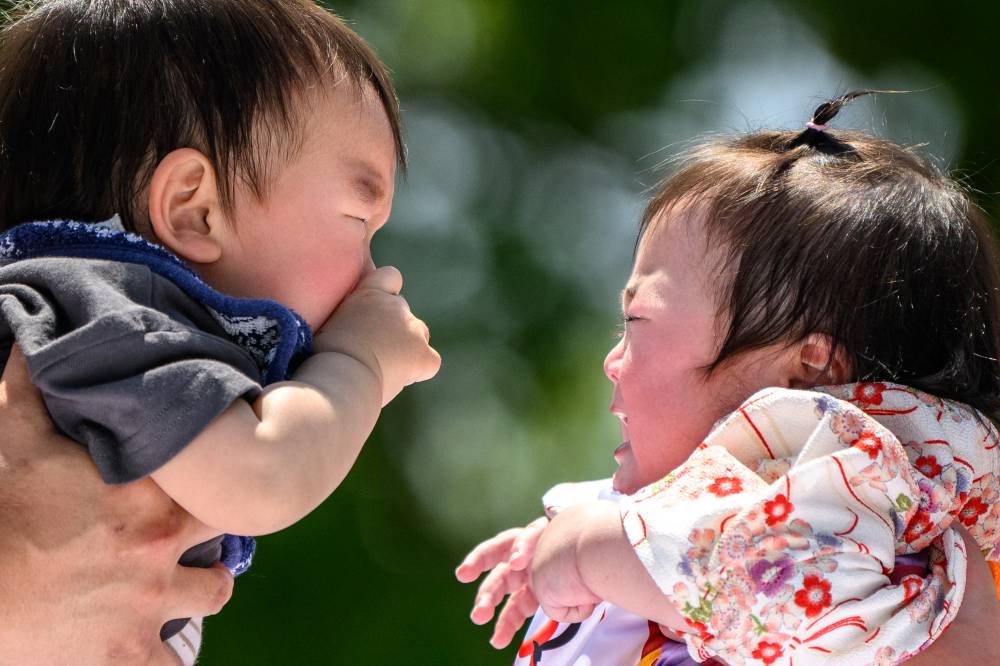 The number of babies born in Japan, as well as to Japanese expatriates in the January to June period, fell by 5.7 per cent from a year earlier to 350,074, government data showed Friday, as the number of marriages continues to decline amid shifting values. - (Photo by AFP)