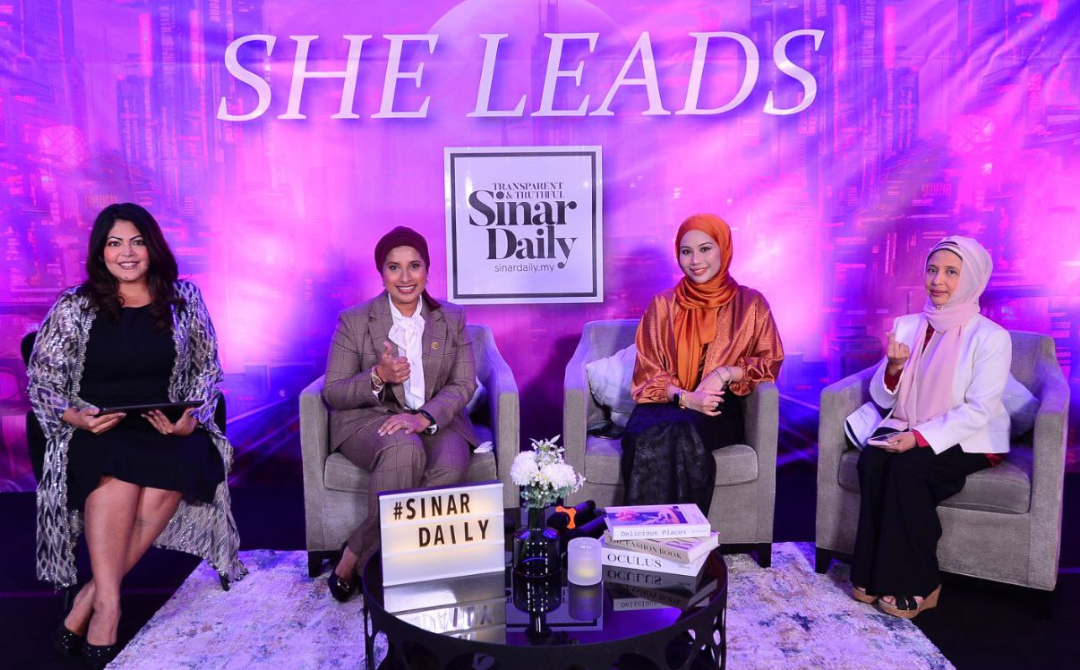 She Leads programme entitled ‘Don't Go Broke in Your Golden Years’ at the Karangkraf Auditorium on Tuesday featured a panel of speakers, including Fazlina Mohd Ghouse (second from left), Erin Adlina Adnan, and Balqais Yusoff moderated by Jessy Chahal. - Photo by ASRIL ASWANDI SHUKOR