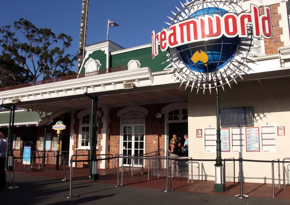 The entrance to the Dreamworld theme park is seen on Gold Coast on Oct 25, 2016. - (Photo by Tertius Pickard / AFP)