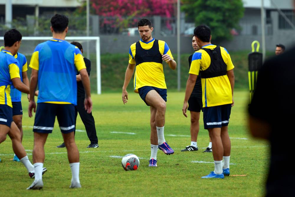 The national squad undergoing a national team training session in preparation for the 2024 Pestabola Merdeka at Wisma FAM on Sept 2. - Photo by Bernama