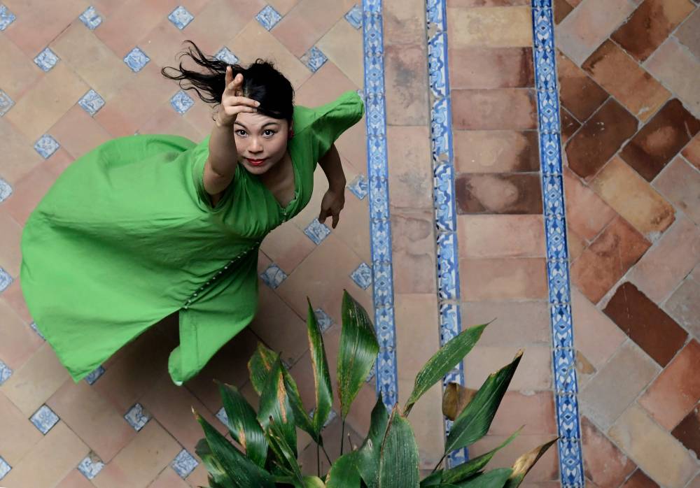 Japan's Junko Hagiwara, also known as La Yunko, poses for pictures at the Instituto Andaluz de Flamenco in Seville, on August 29, 2024. - Photo by AFP