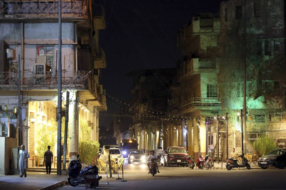 This photo taken on Aug 28, 2024 shows the night view of Baghdad, capital of Iraq. (Photo by Xinhua)