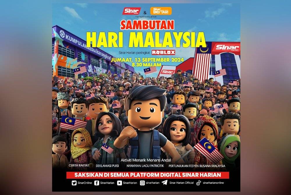 For the first time, Sinar Harian is hosting the Malaysia Day Celebration Programme at the Roblox Level.