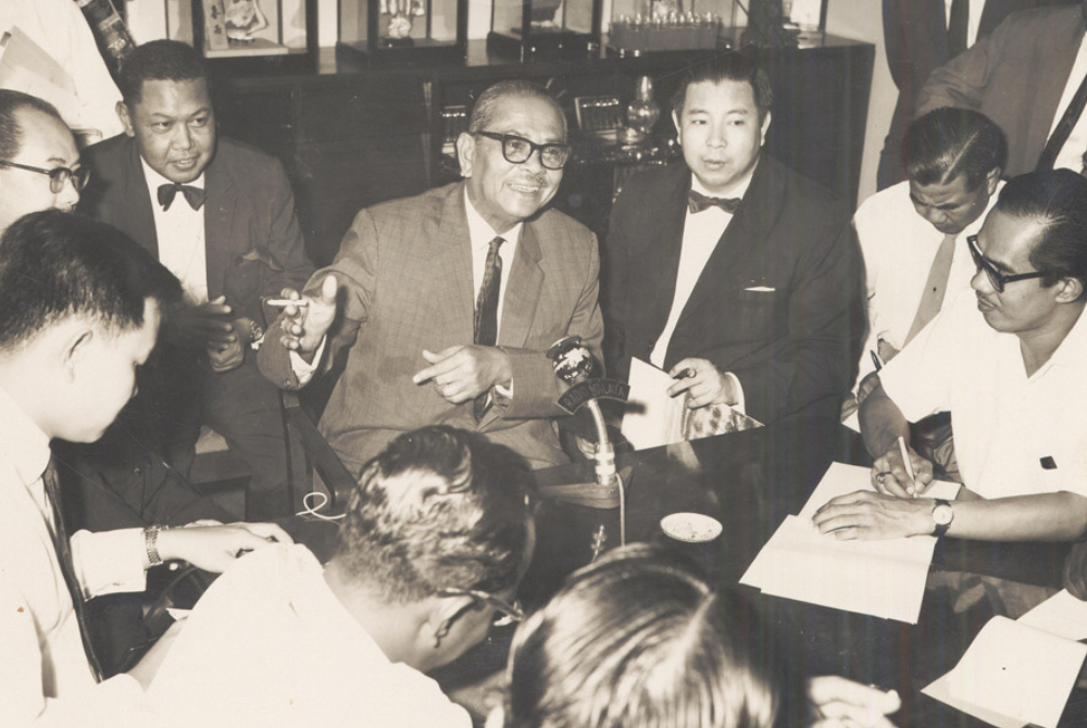 On 6 July 1963, Tunku Abdul Rahman held a press conference at his residence, announcing his upcoming departure for London to attend the signing of the Malaysia Agreement.- Photo by Arkib Negara 