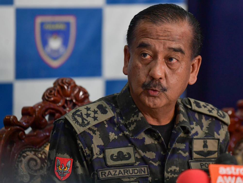 Inspector-General of Police Tan Sri Razarudin Husain during a press conference at the Police Training Centre (Pulapol) today. - Photo by Bernama