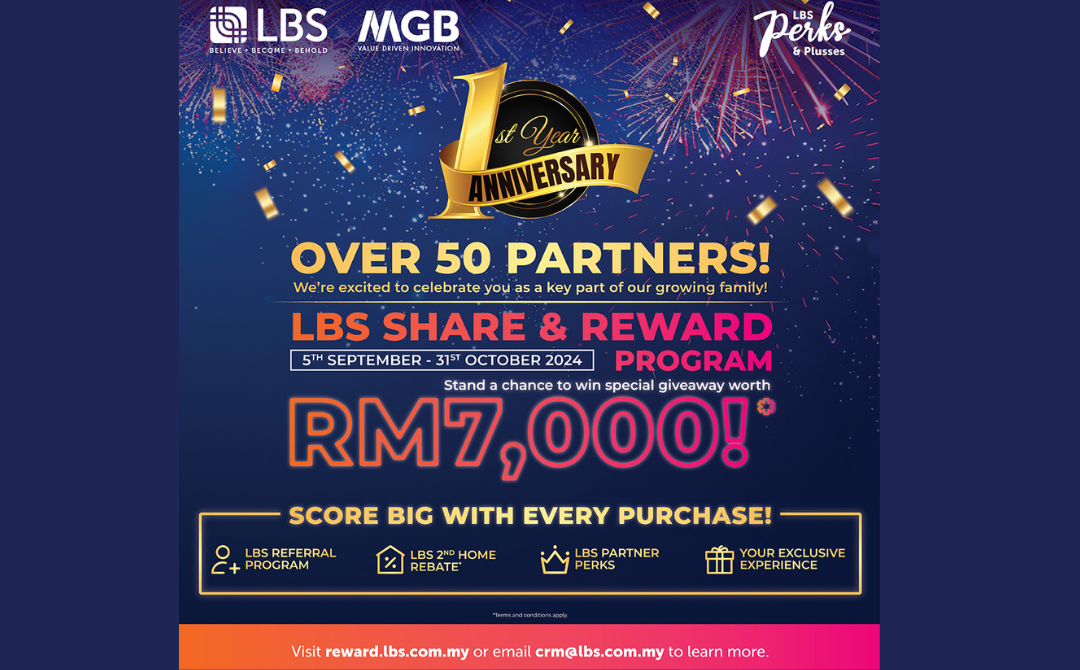 To commemorate it's milestone, LBS Bina Group Berhad has planned a series of thrilling surprises and exclusive giveaways that people won’t want to miss! - Photo by LBS Bina Group Berhad