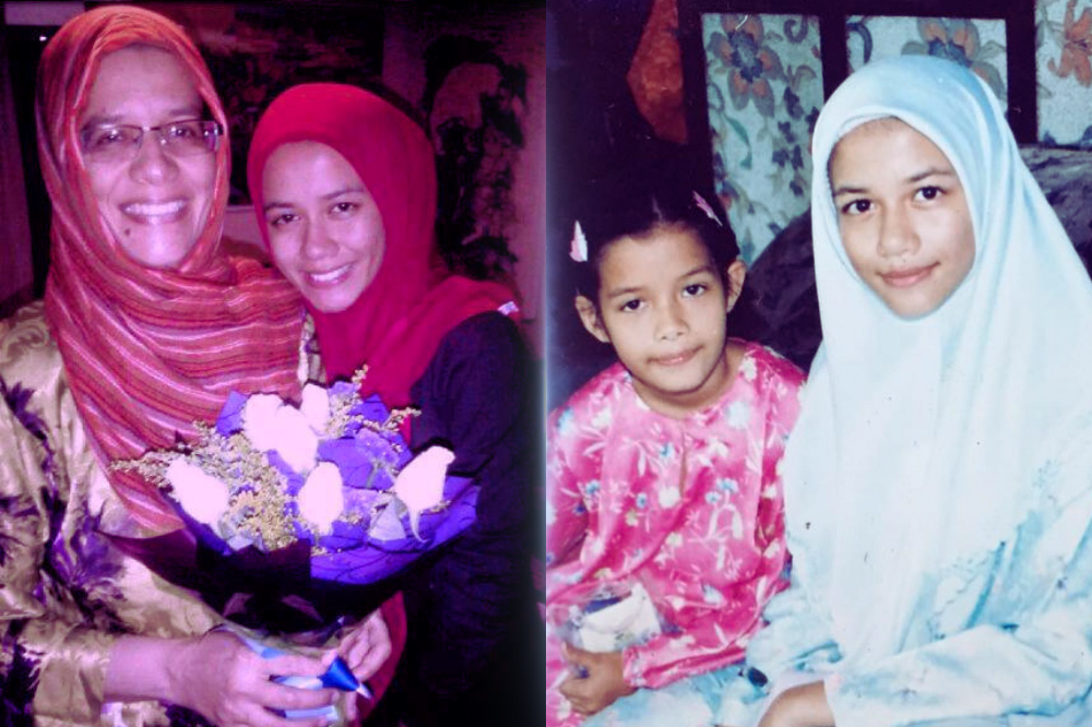 Sabrina with her mother in 2012 (left), while on the right - younger days of Sabrina with her sister Iza. (Photo courtesy of Sabrina Bolivar)